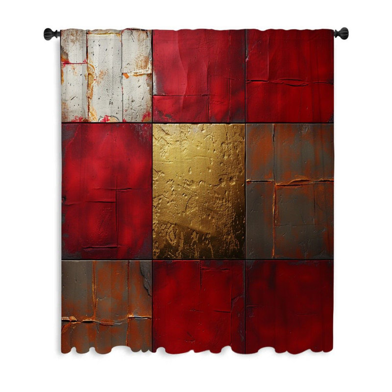 Abstract Art Sheer Curtain Single Panel, 53" W x 87" L