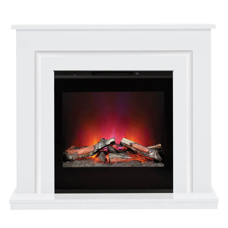 Flare 1220cm W White Electric Fireplace