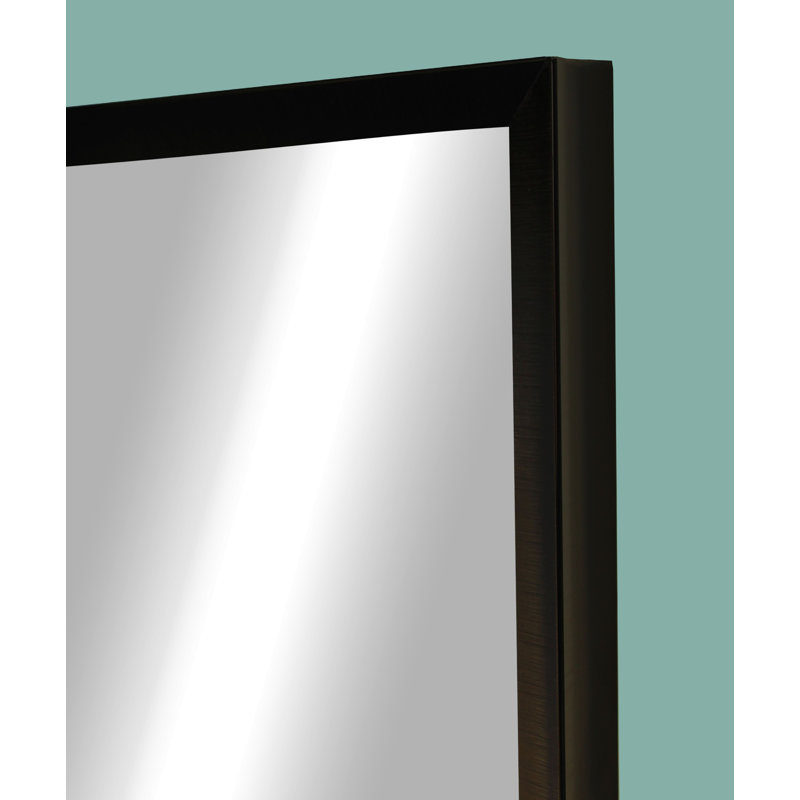 Emiree Metal Flat Wall Mirror, Ebony, 32.5" H x 28.5" W