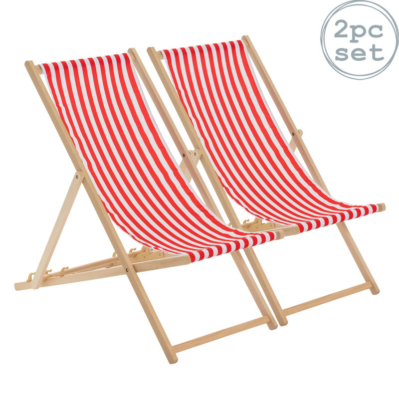 Folding Deck Chair, Red/White