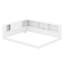 Lit d'angle grand lit avec tablettes, lit de jour en bois grand format avec DEL, structure de lit de jour en forme de L-125124720