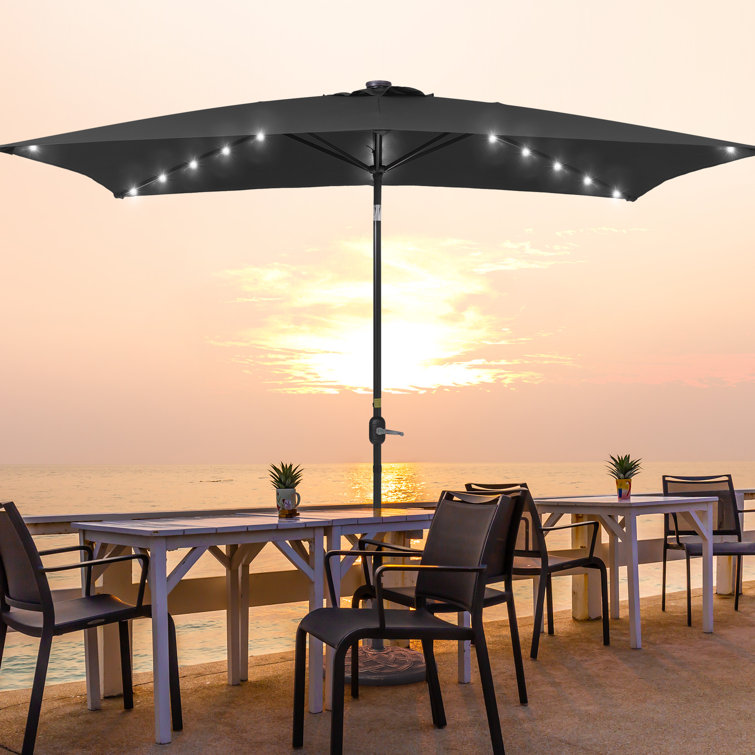 Arlmont u0026 Co. Doralice 120'' x 78'' Rectangular Lighted Market Umbrella u0026  Reviews | Wayfair