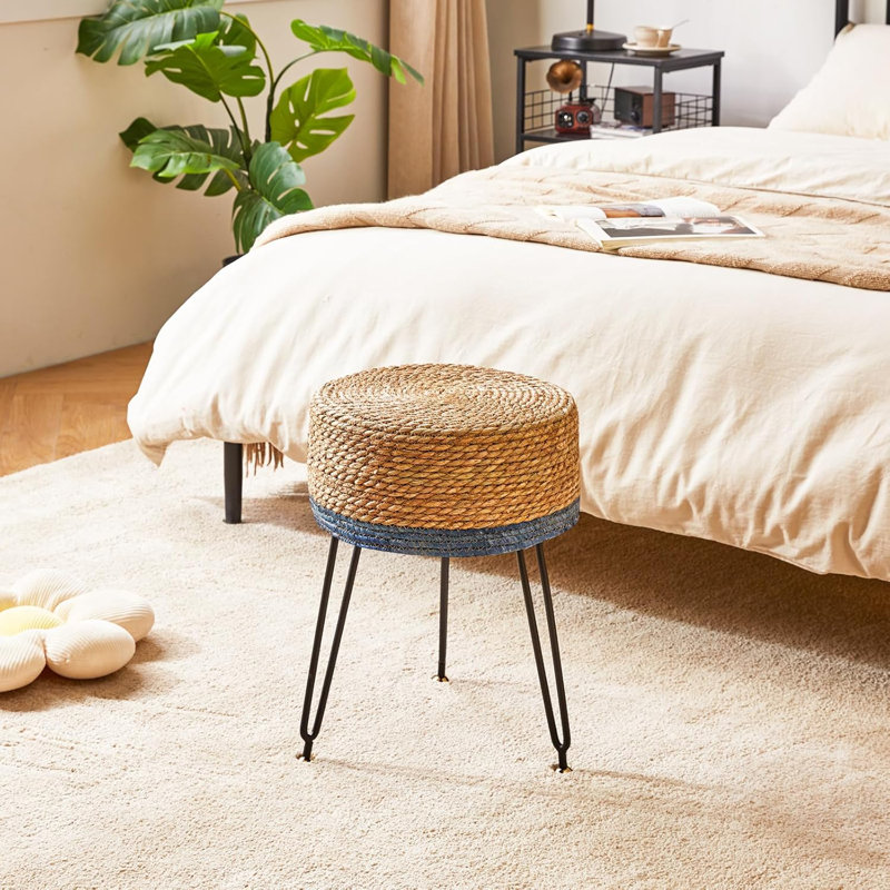 Nyell Metal Accent Stool, Brown/Blue