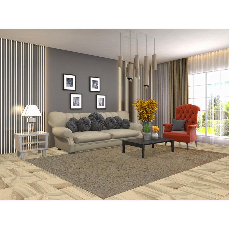 Tapis traditionnel floral en laine 6 x 9