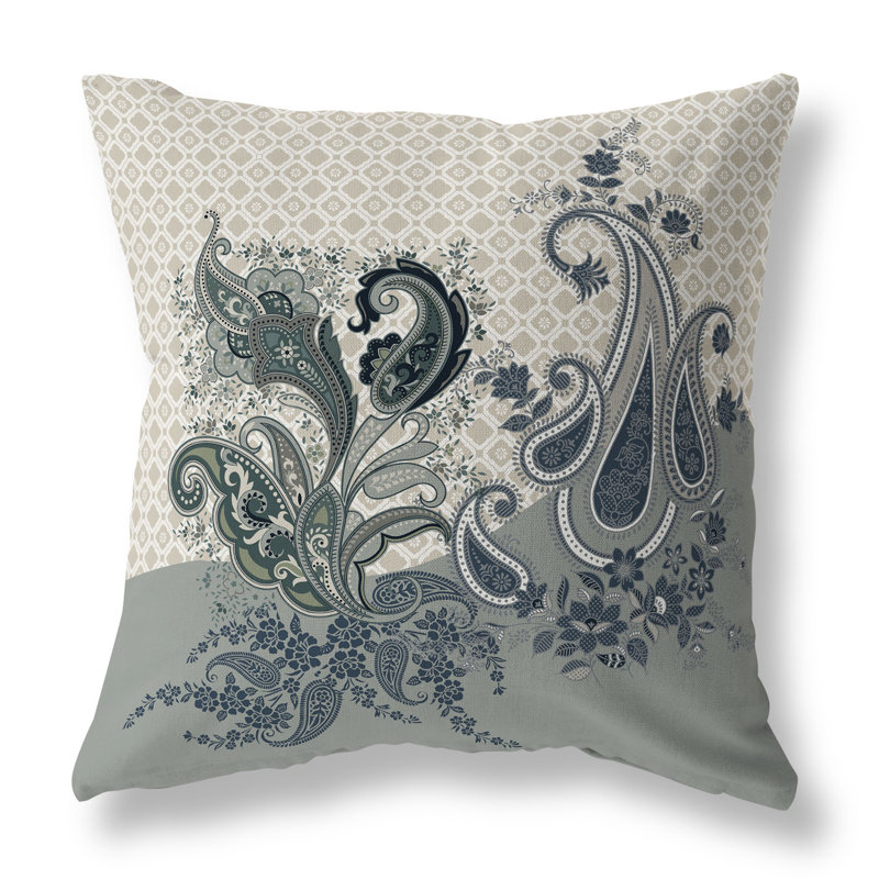 Coussin Sanskrit Waves, Vert / Beige, H 26 po x l 26 po