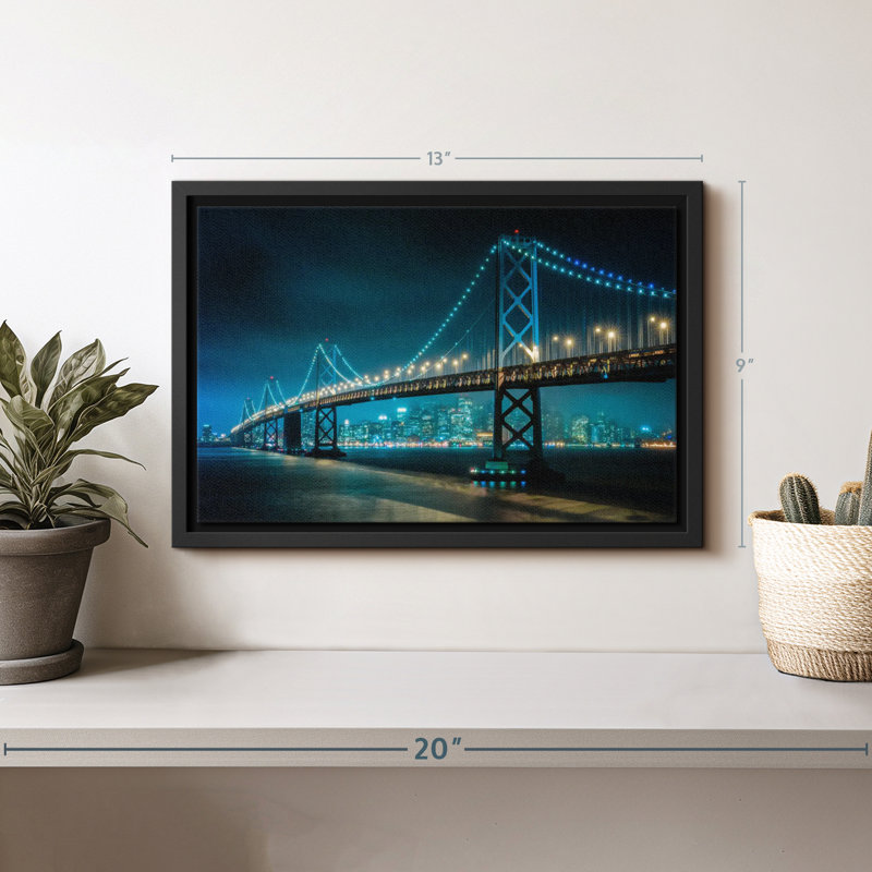 Impression sur toile Neon Golden Gate, H 9 po x l 13 po