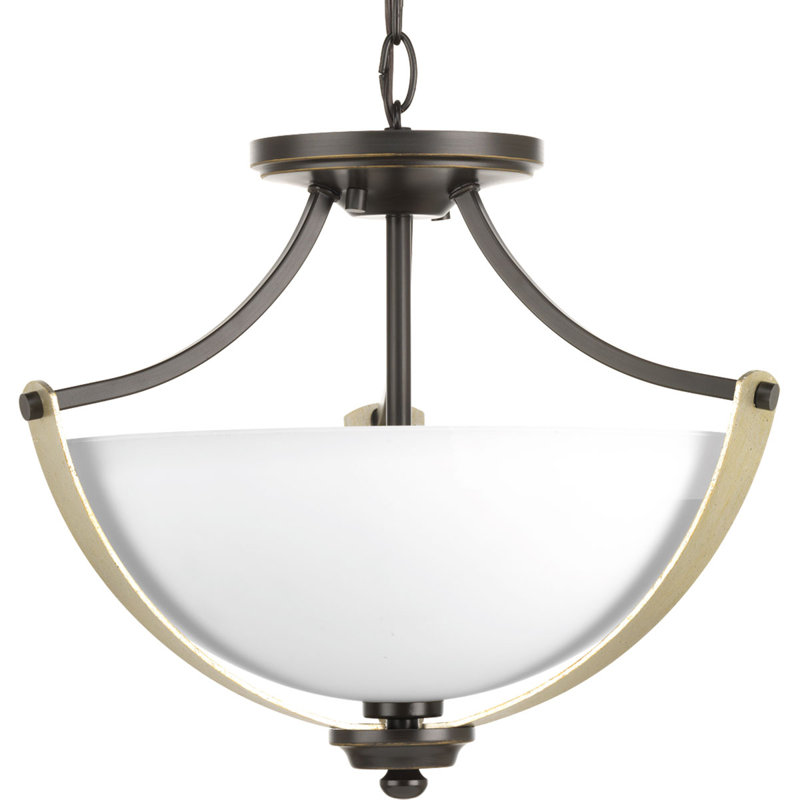 Plafonnier semi-encastré 2 lumières 15,63 po unique Abid, Bronze antique