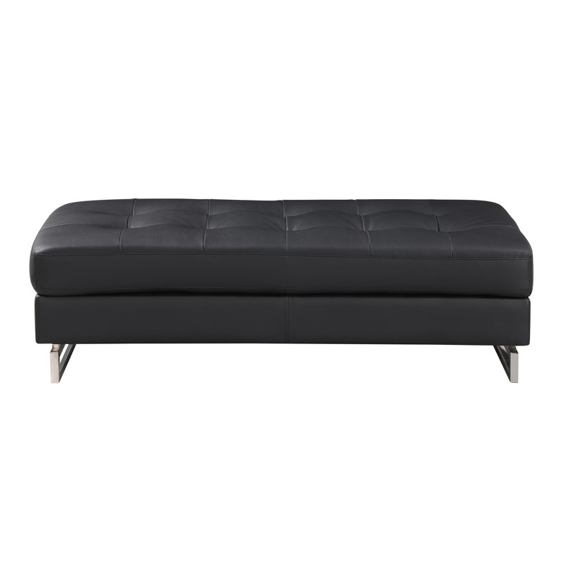 Ordaz Faux Leather Ottoman, Black Faux Leather