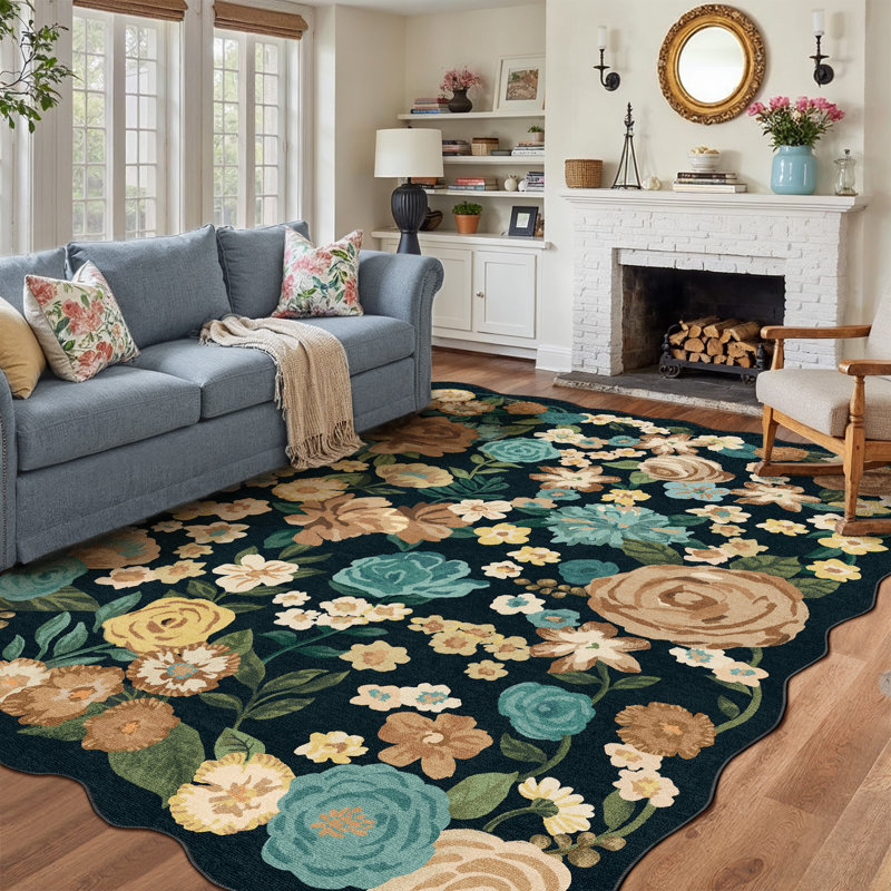 Tapis noir Lorena, Rectangle 7 pi 9 po x 9 pi 9 po