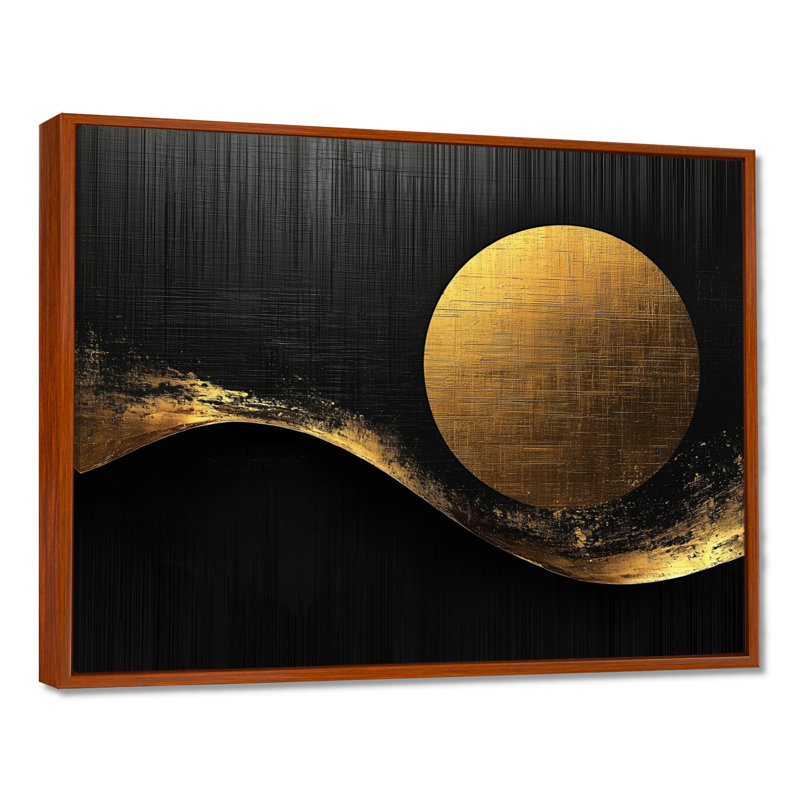 Simplicité moderne des formes géométriques - Art mural abstrait géométrique, H 34 po x l 44 po, Cadre flottant, Brun