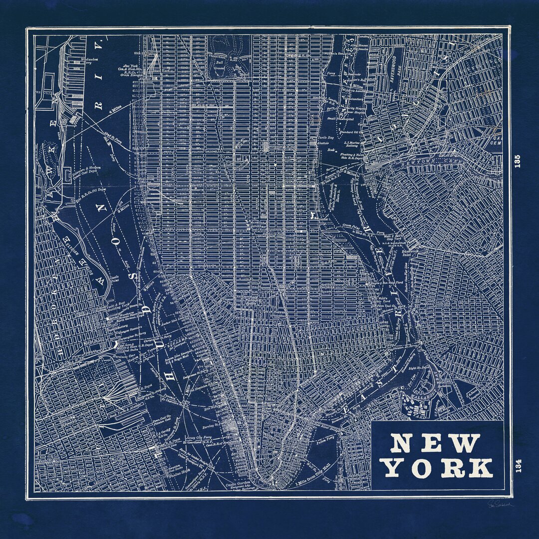 Leinwandbild Blueprint Map New York von Sue Schlabach