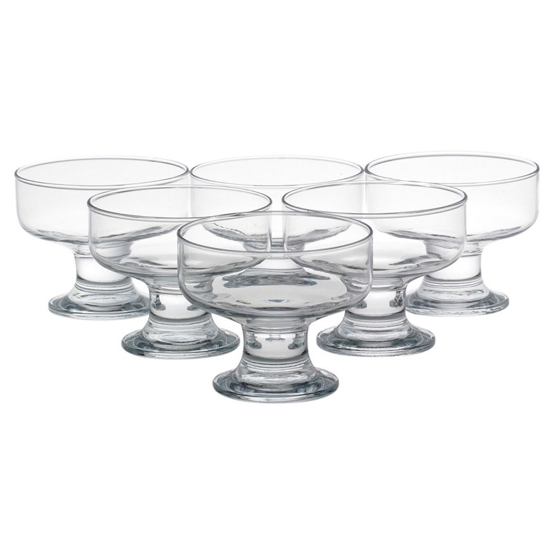 Glass Footed Ice Cream Sundae Sherbet Dessert Cups Bowls Dishes Boxed Set of 6