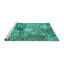 Tapis turquoise lavable à la machine Abstract 5372-475523448