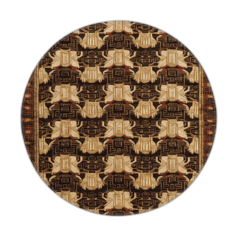 Tapis noir intérieur et extérieur ArtDeco, Rond 5 pi