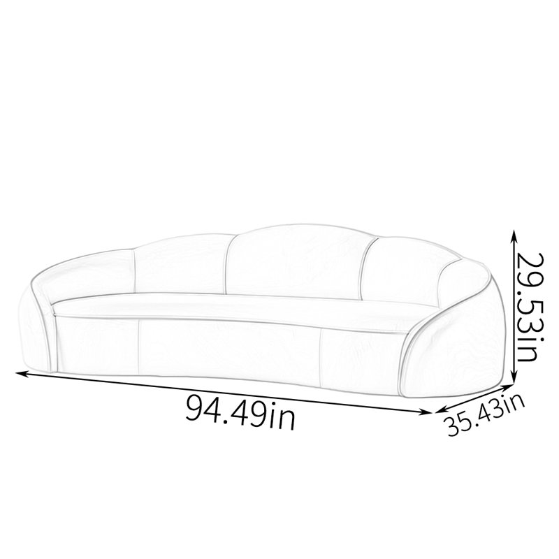 Canapé de style crème, H 29,53 po x l 94,49 po x P 35,43 po