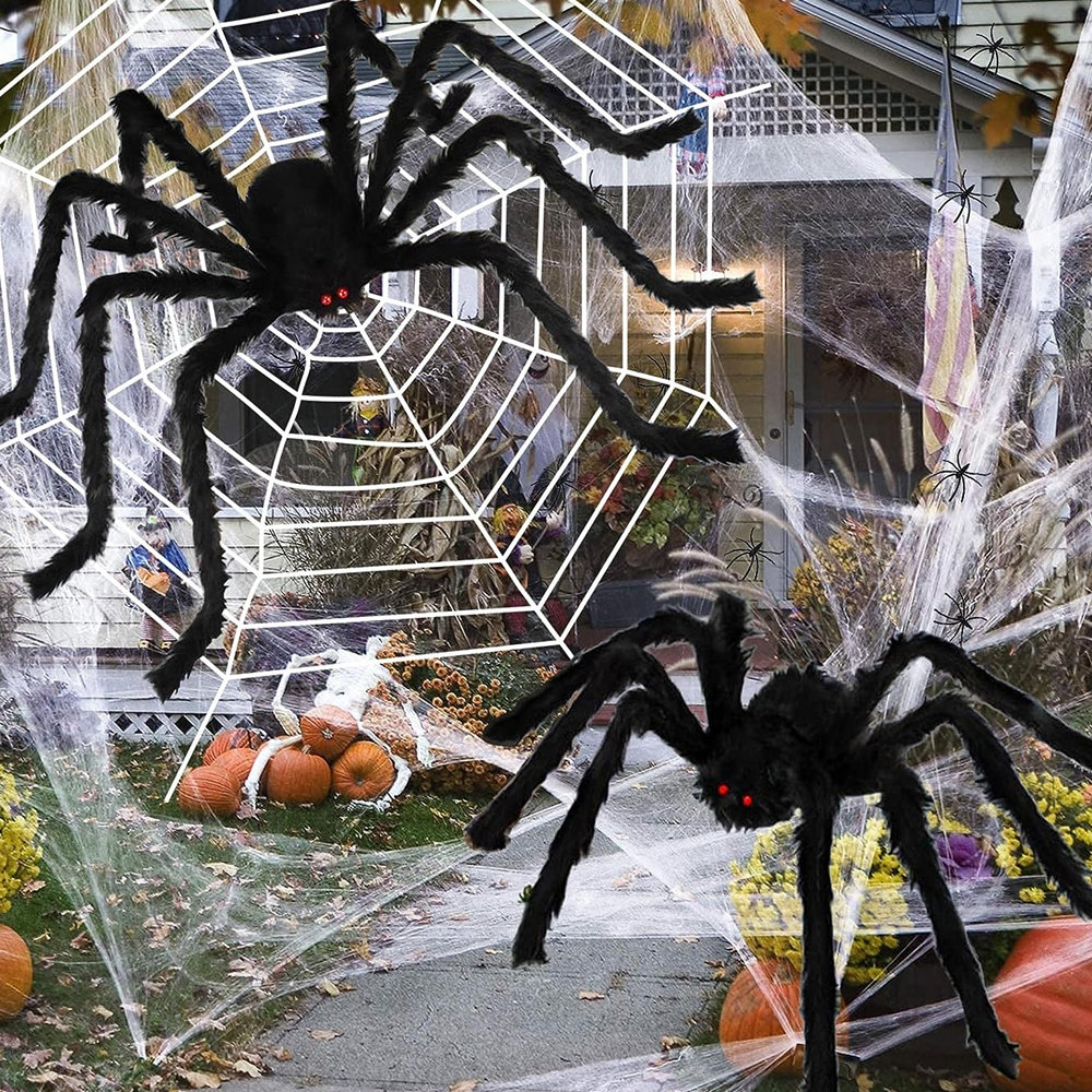 The Holiday Aisle® 2 Pcs Hairy Giant Spider Outdoor Decorations ...