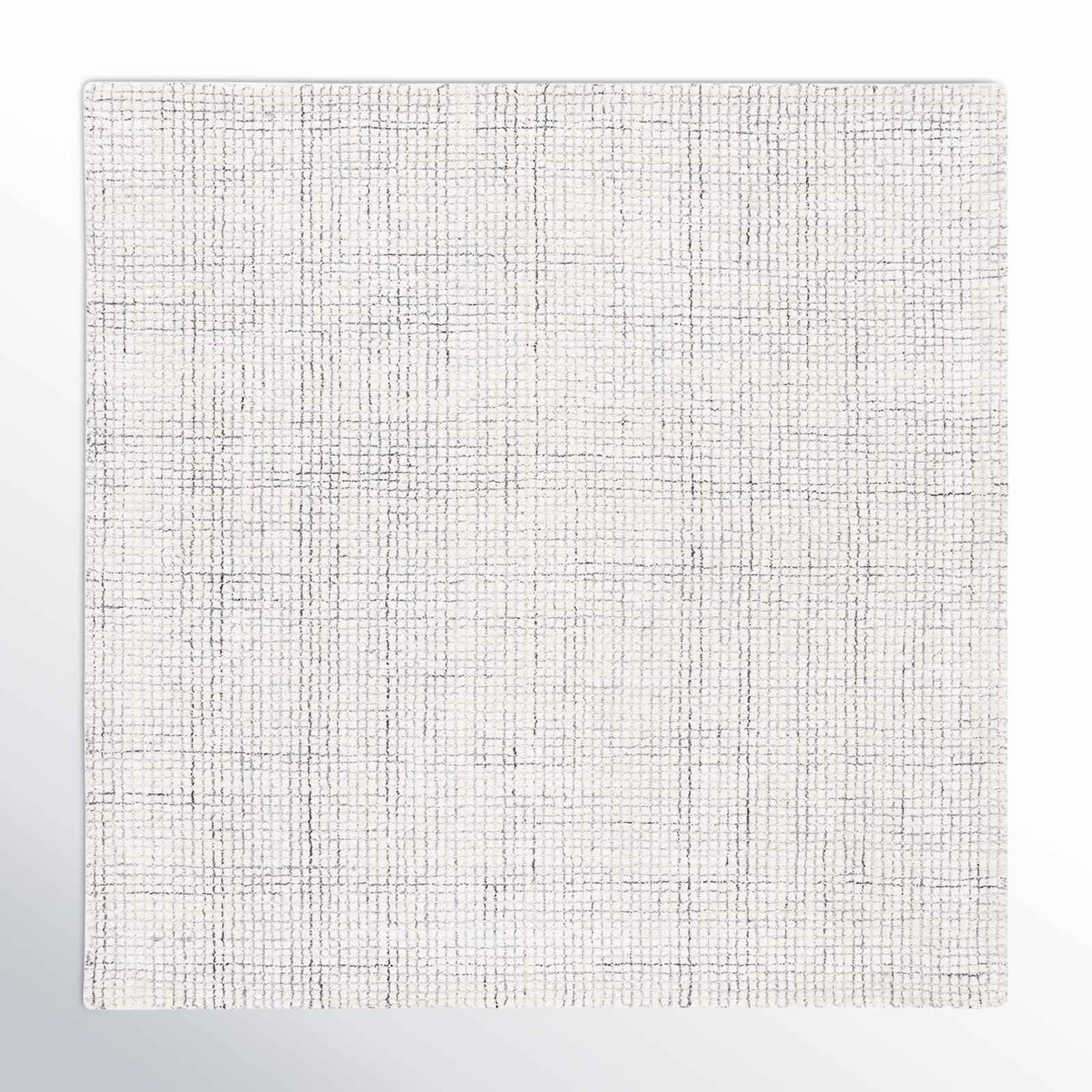 Rowe Ivory Grey Hand-Tufted Abstract Rug, Square 6'
