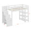 Lit mezzanine avec tablettes, escalier de rangement, petite armoire et lumière DEL blanche-112903983