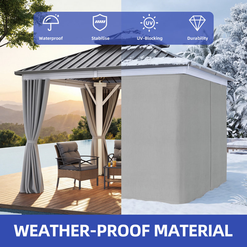 10x10 ft Outdoor Hardtop Gazebo with Double Roof & Curtains, Aluminum Frame, Mesh Netting, and Hanging Hooks – Weatherproof Canopy Pavilion for Patio & Backyard