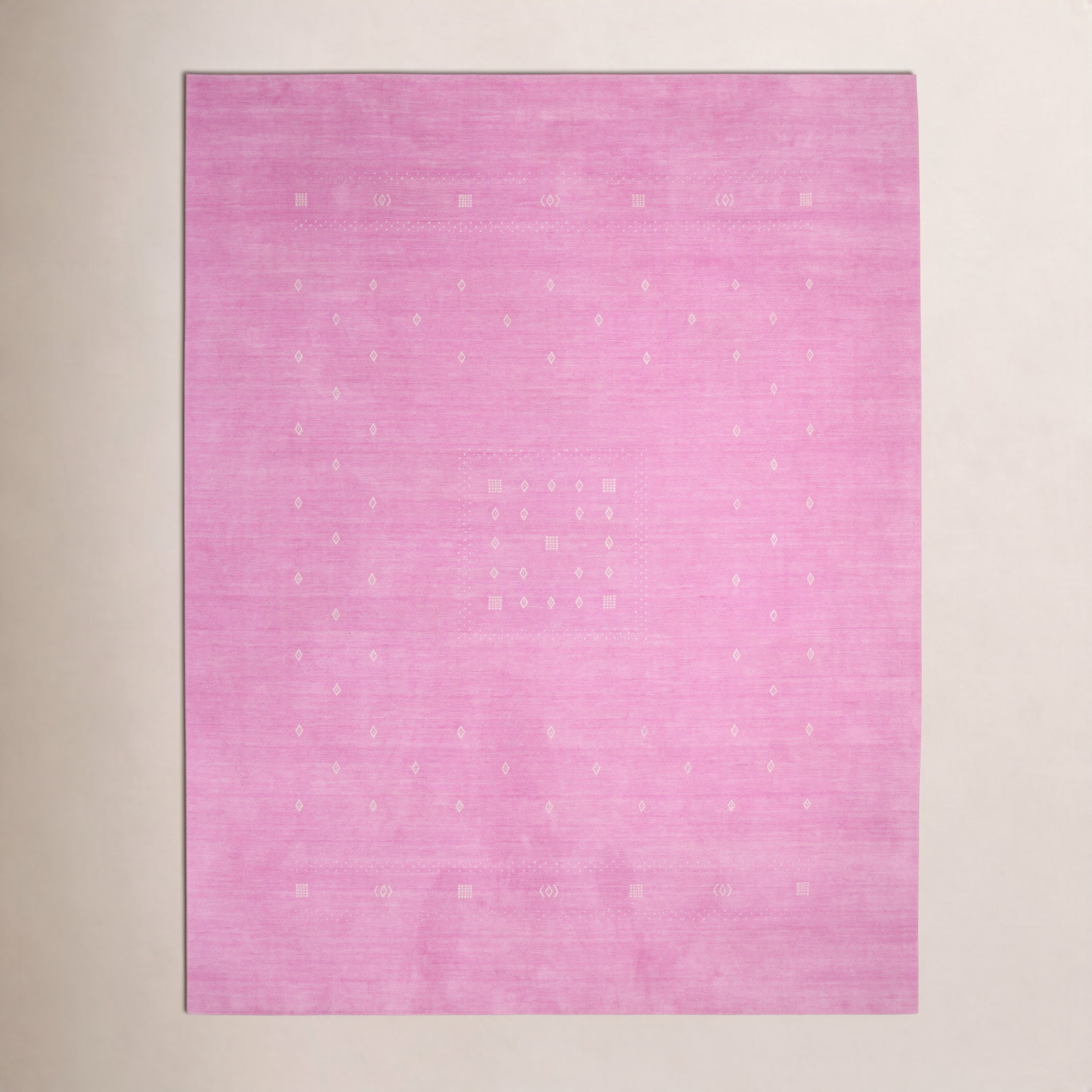 Simi Hand-Woven Geometric Cotton Wool Rug, Pink, Rectangle 9' x 12'