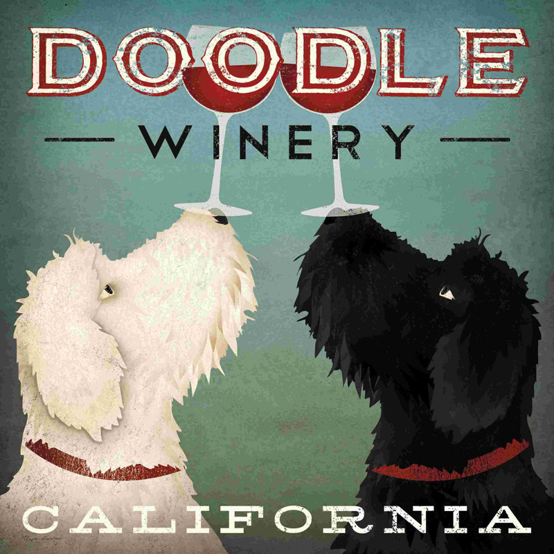 «Doodle Wine» par Ryan Fowler - reproduction d'art sur toile tendue, H 12 po x l 12 po