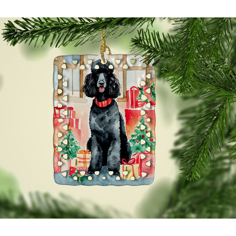 Ornement en porcelaine de Noël caniche, Caniche 3570