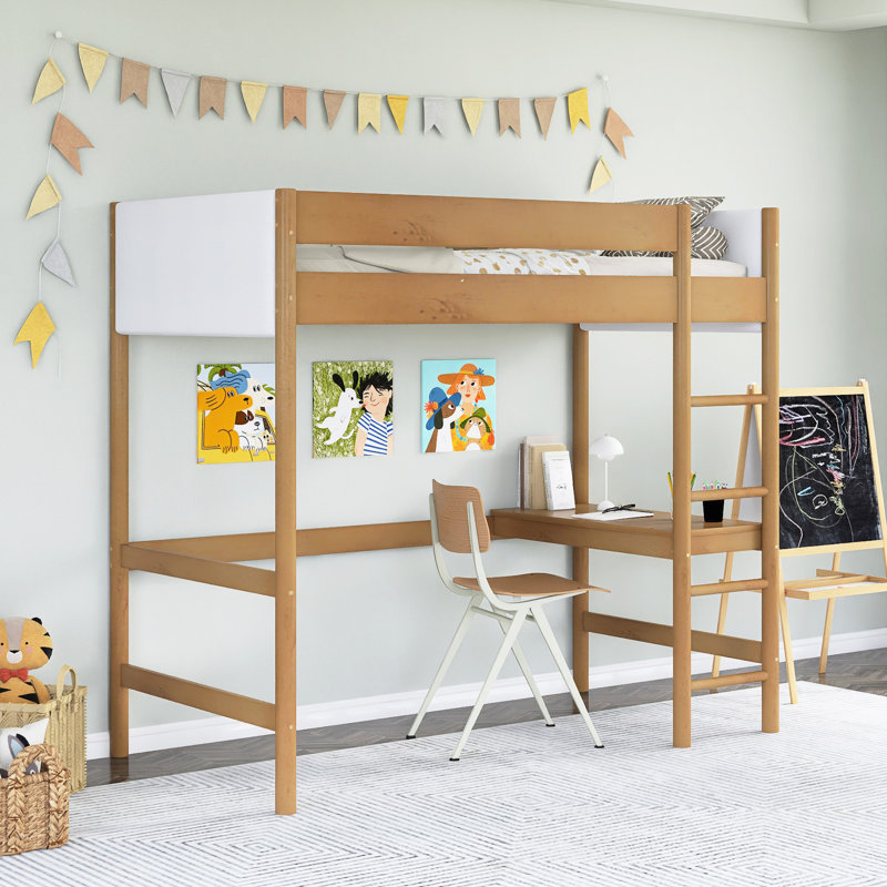 Lit mezzanine simple tapissier avec bureau