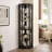 Lighted Corner Curio Cabinet - Elegant Glass Display Case For Living Room & Bar Storage - Perfect For Antique Collections & Wine - Includes Built-In Lighting - BLACK-1095796535