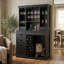 Grande armoire-bar avec 9 tiroirs et support en verre