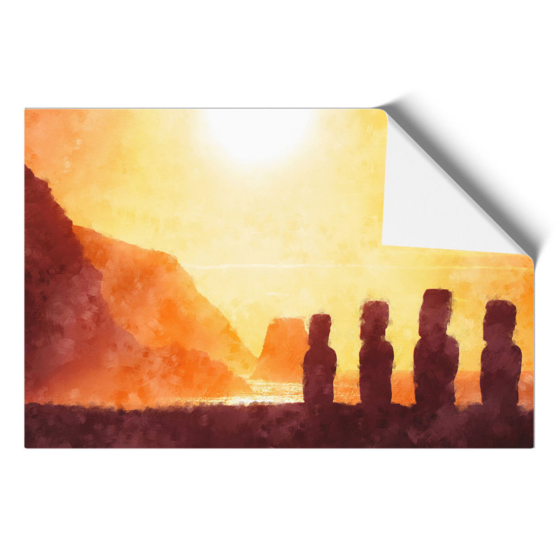 Moai In Easter Island Polynesia - No Frame Print, 21cm H x 30cm W x 0.1cm D
