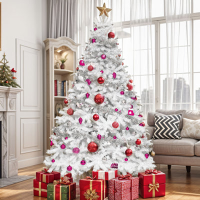6ft / 7.5ft Artificial White Spruce Christmas Tree, Holiday Tree with Auto Hinged Branch Tips