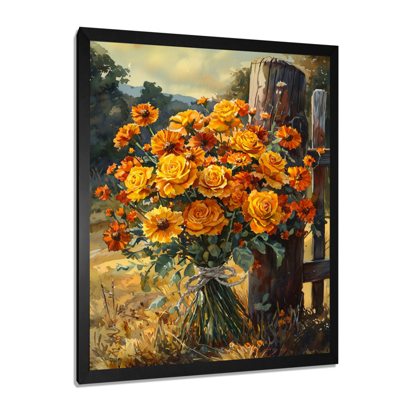 Sachiko - impressions sur toile florales, Black, 20" H x 12" W, Reproduction encadrée d'une seule photo