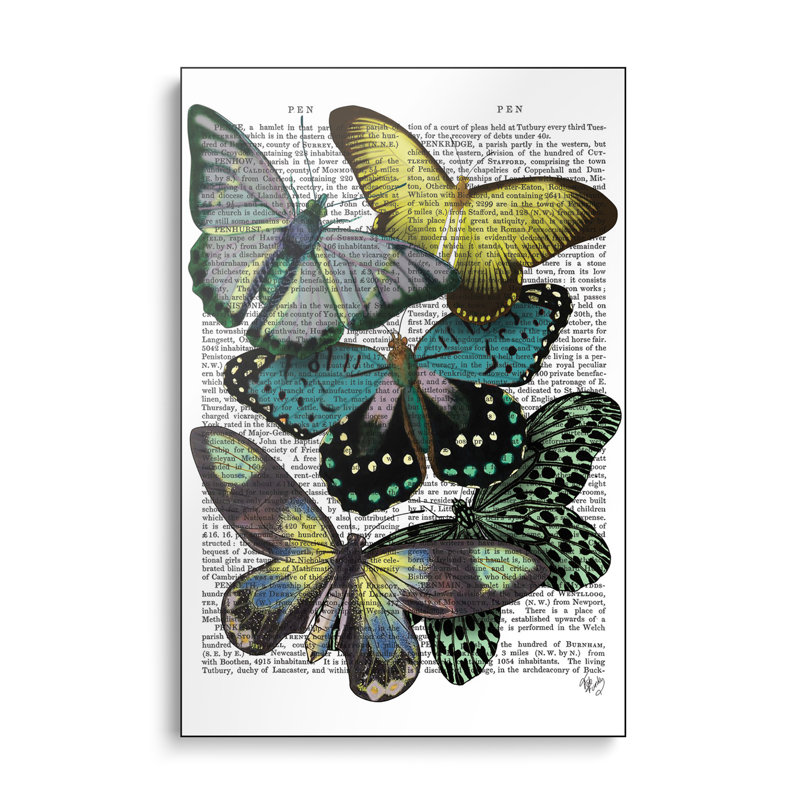 Reproduction d'art mural sur toile en métal, "Steplix Big Butterflies VI" par Fab Funky
