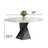 59'' Round Dining Table for 8, White Sintered Stone Modern Dining Table with Stainless Steel Twisted Base