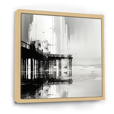 Minimalisme, noir et blanc, jetée, paysage II, sur toile