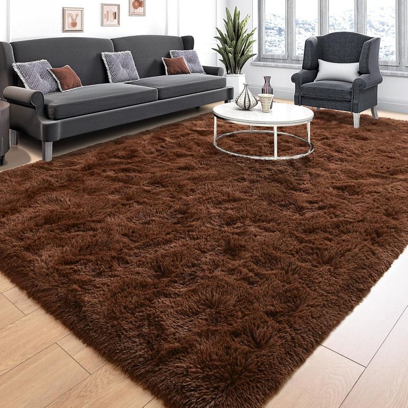 Solid Colour Shag Area Rug, Rectangle 122 x 183 cm 