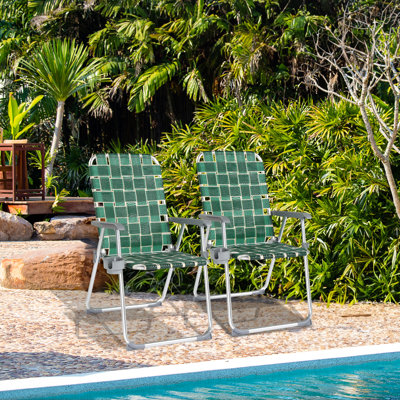 Chaise de plage pliante en aluminium vert (ensemble de 2)
