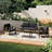 Polett Teak Outdoor Four-person Patio Set with Cushions and Two Tables-892041917-892041916