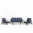 4-Piece Outdoor Patio Furniture Set, 5-Seat Conversation Sofa With 4.7" Thick Blue Cushions And Black Aluminum Frame & Coffee Table-797731028