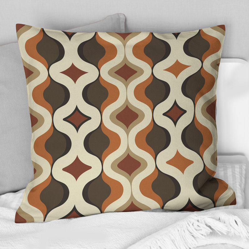 Coussin Brown Trellis Prints I - Mid-Century, H 16 po x l 16 po