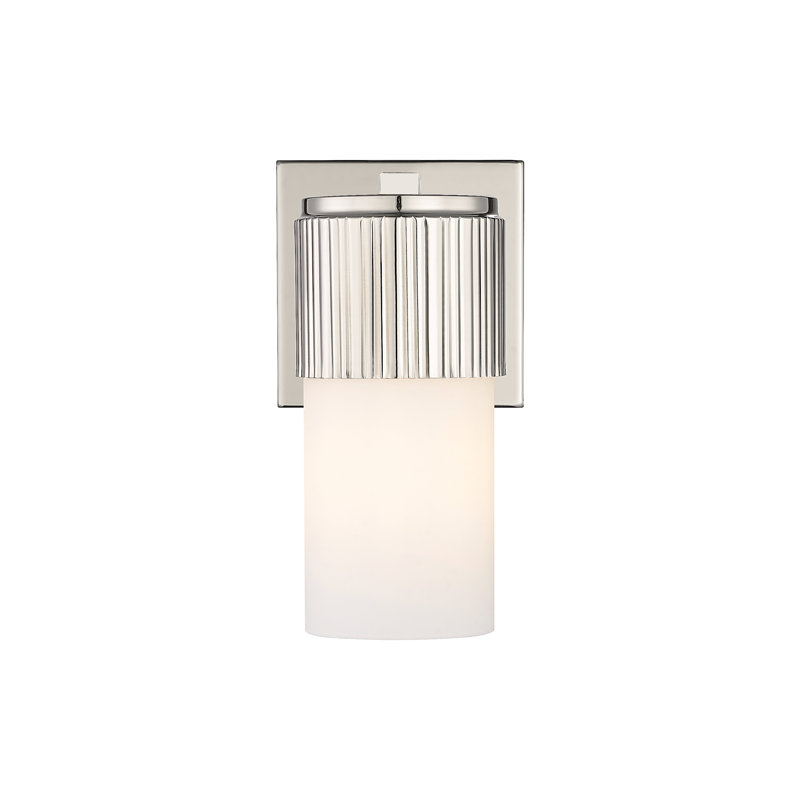 Applique murale 1 lumière 12 "Bolivar, Nickel poli, H 7,5 po x l 5,1 po x P 4 po, Blanc mat