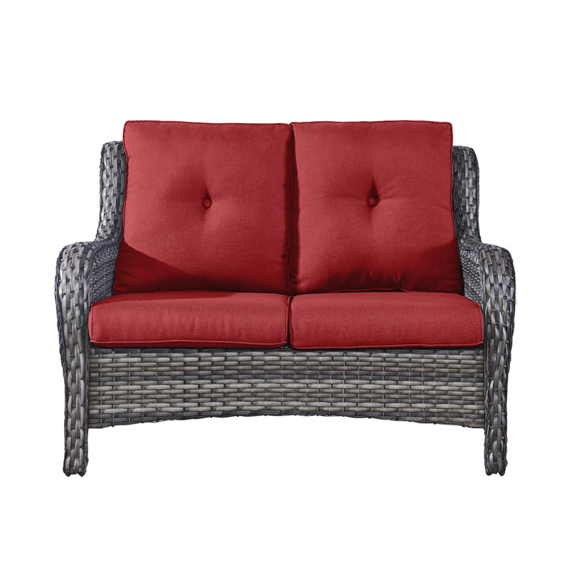 Bonia 51.18'' Wide Straight Loveseat with Cushions, Gray, Red