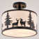 Jorene 13-In W Bronze Rustic Semi Flush Mount Ceiling Light White Linen Deer Tree