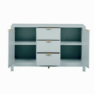 Sideboard With Wave Design - 3 Adjustable Shelves, 3 Drawers & Soft-Close Doors, Storage Console Table With Metal Handles, Suitable For Study, Hallway And Living Room, 3 Colors
