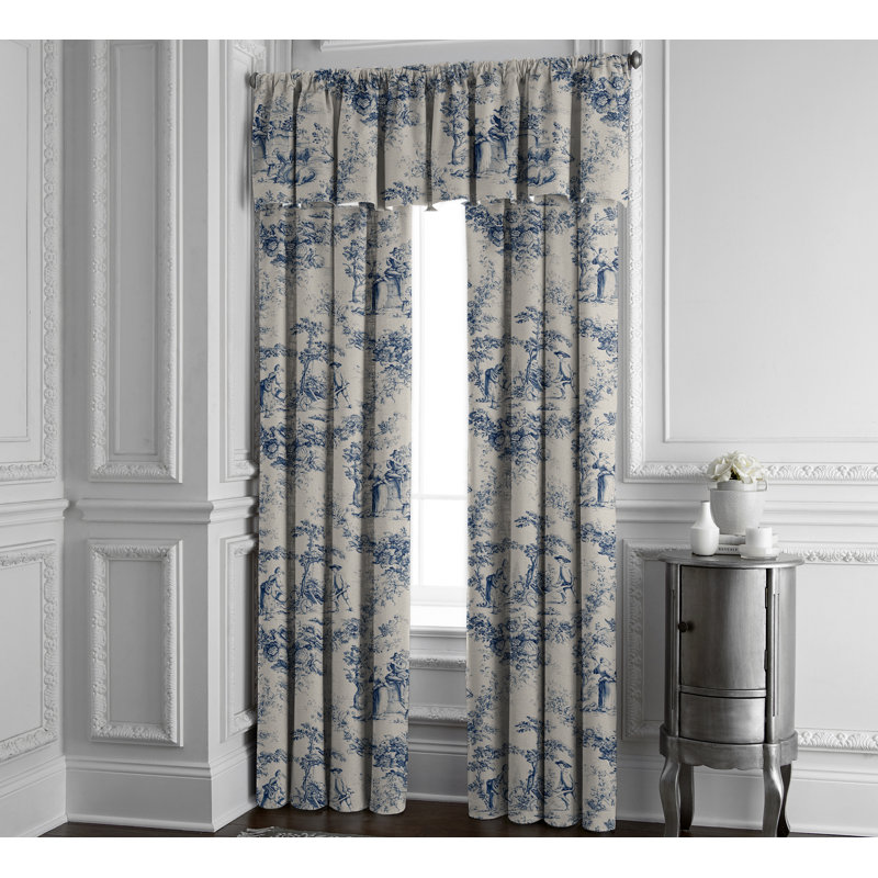 Provence 100% Cotton Toile Room Darkening Rod Pocket Single Curtain Panel, 50" W x 108" L