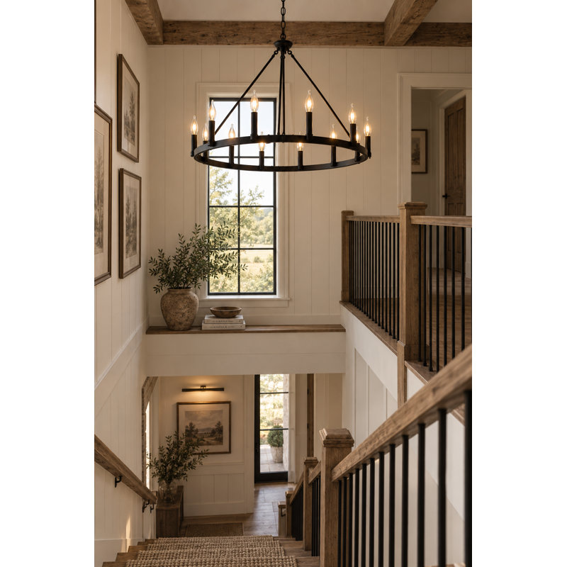 Kellen 12 - Light Waggon Wheel Chandelier