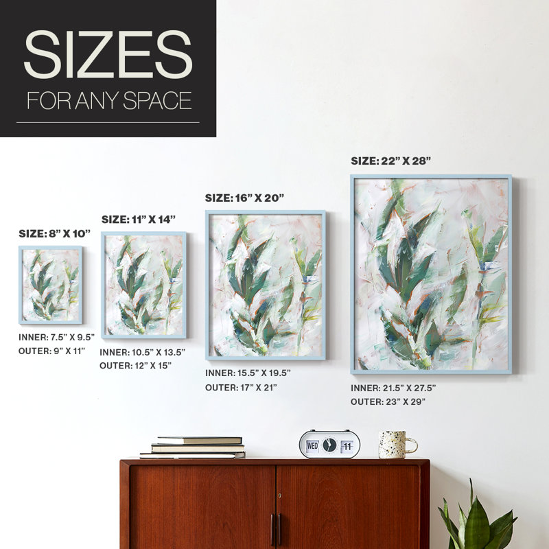 «Tropical Foliage Study II», reproduction encadrée - bois massif, H 10 po x l 8 po, Bleu
