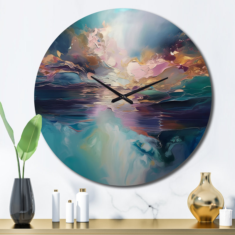 Horloge murale de paysage abstrait abstrait, Grand