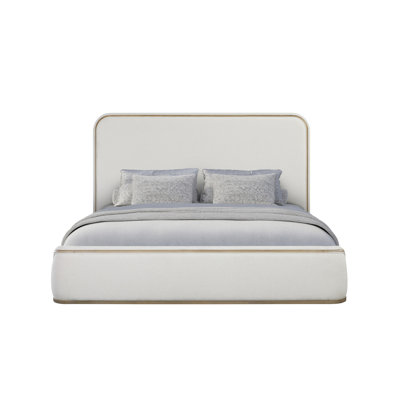 King Upholstered Bed - Toffee & White Sand