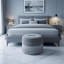 Pouf de rangement rond rembourré de 23,23 pouces avec franges-1393610042